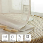 Aiyufeng Kirei Farmhouse Sheer Curtains Flax Textured for Living Room, Semi Sheer Vertical Drapes Privacy with Light Filter for Home Office/Farm House, W40 x L96, Linen, 1 Pair