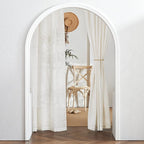 RYB HOME Linen Sheer Curtains - Flax Linen Woven Privacy Semi Sheer Drapes Light Filtering Glare Control Short Small Window Curtains for Kitchen Closet Cafe, W 52 x L 45 Inches, 2 Panels