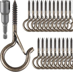 96 PCS Q-Hanger Hooks, Screw Hooks for Outdoor String Lights, Safety Buckle Design Cup Eye Hook for Hanging Christmas Lights, Plants, Mounted on Wall Ceiling, Include 1 Wing Nut Driver, Copper