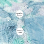 Tuddrom Decorative Extra Soft Faux Fur Blanket Queen Size 80"x90",Solid Reversible Fuzzy Fluffy Plush Fleece Comfy Microfiber Fur Blanket for Couch Sofa Bed,Tie Dye Blue