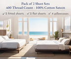 California Design Den 2-Pack Full Size Sheet Sets 400 Thread Count 100% Cotton Sateen - Extra Soft, Breathable & Cooling Sheets, Wrinkle Resistant, 2 Sets of Deep Pocket Bed Sheets - Light Grey