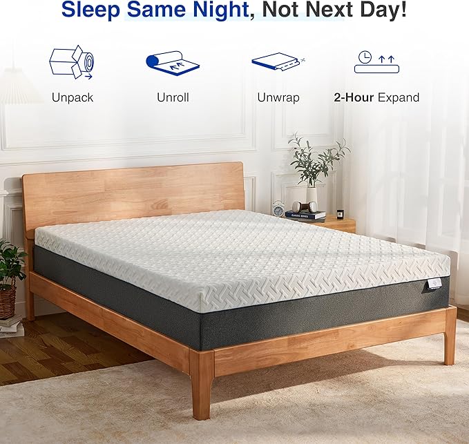 10 Inch King Green Tea Memory Foam Mattress for Cool Sleep & Pressure Relief, Bed in a Box, Removable Cover No Fiberglass, CertiPUR-US Certified