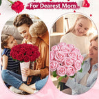 BLEUM CADE 100 Pcs Red Velvet Roses Artificial Flowers, Real Touch, Long Stems, Wedding & Occasion Decor