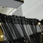 Akiky Canopy for Girls Room Bed Curtains Elegant Sheer Curtain for Twin Full Queen King Size Bed Drapes,8 Panels Canopies with Light,Room Décor(Full/Queen,Black)