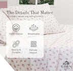 Linen Home 100% Cotton Printed Percale Sheets California King Size, Deep Pocket, 4 Pieces Set-1 Flat, 1 Deep Pocket Fitted Sheet and 2 Pillowcases, Crisp Cool Bed Linen, Mauve Silhouette Floral