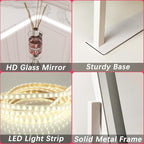 Vanity Mirror with Lights, 12.6"×15" LED Makeup Mirror, Lighted Makeup Mirror with Lights, Smart Touch Control Dimmable 3 Modes Light, Lighted Up Mirror for Makeup Desk, Bedroom, Dressing Room