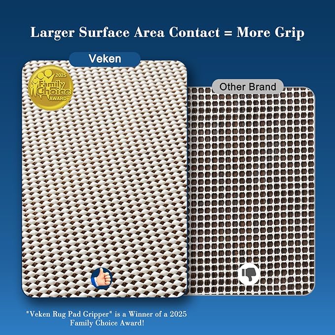 Veken Runner Rug Pad Gripper for Hardwood Floors, Non Slip 2x6 Ft Rug Pads for Area Rugs, Thick Rug Grippers for Tile Floors, Under Carpet Anti Skid Mat, Keep Your Rugs Safe and in Place