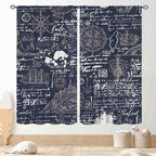Vintage Nautical Curtains, Marine Coastal Sailboat Compass Anchor Ocean Beach Old Pirate Map Navy Blue Blackout Retro Drapes for Bedroom Living Room Kitchen Bathroom Window 2 Panels, 55"x63" Inch