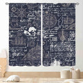 Vintage Nautical Curtains, Marine Coastal Sailboat Compass Anchor Ocean Beach Old Pirate Map Navy Blue Blackout Retro Drapes for Bedroom Living Room Kitchen Bathroom Window 2 Panels, 42"x63" Inch
