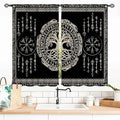Viking Curtains, Nordic Tree of Life Celtic Rune Scandinavian Gothic Norse Mythology Aesthetic Retro Drapery for Bedroom Living Room Bathroom Window 2 Panel Set, 55x39 Inch