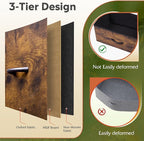 WLIVE Fabric Dresser, 5-Drawer Tall Dresser for Bedroom, Storage Organizer with Fabric Bins, Wood Top, Sturdy Steel Frame, Chest of Drawers for Closet, Hallway, Rustic Brown Wood Grain Print