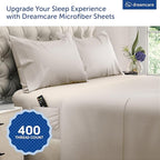DREAMCARE Queen Sheet Set – 4 pcs Cooling Sheets – up to 21” Extra Deep Pocket Queen Sheets – Hotel Luxury Sheets & Pillowcases – Superior Softness 100% Microfiber with Side Pocket - Beige