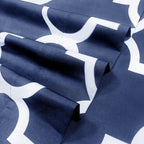 Mejoroom Queen Bed Sheet Set - Super Soft Brushed Microfiber 1800 Thread Count Queen Sheets with 16 inch Deep Pocket - Wrinkle Free - 4 Piece(Queen, Navy Quatrefoil with White Pattern)