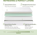 EGOHOME Twin XL Memory Foam Mattress, 6 Inch Bed Mattress in a Box with Cooling Green Tea Gel, Relieve Pressure with Medium Support, CertiPUR-US Certified, 80''L x 38''W, White