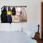WEBI Coat Rack Wall Mounted,10 Hooks for Hanging Coats,30 Inch Hook Rack Hook Rail Coat Hanger Wall Mount for Backpack,Clothes,Jacket,Black,2 Packs