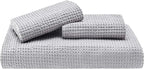 Bedsure Cotton Duvet Cover Queen - 100% Cotton Waffle Weave Grey Duvet Cover Queen Size, GentleSoft™ and Breathable Bedding Set for All Season, 3 Pieces, 90"x90"