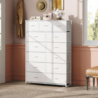WLIVE Storage Organizer Unit with 13 Fabric Bins, Storage Drawers Organizer with Steel Frame, Tall Storage Tower Organizaton for Living Room, Hallway, Office, White