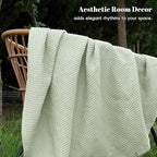 PHF 100% Cotton Waffle Weave Blanket King Size for Bed,Snag Proof Lightweight Breathable Throw for Couch,Great for Layering in Cold Weather,Machine Washable,Home Decor Gift-Sage Green