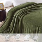 Exclusivo Mezcla Fleece Blanket Twin Size for Bed, Super Soft and Warm, All Season Use, Cozy, Plush, Lightweight, 60x80 Inches Olive Green