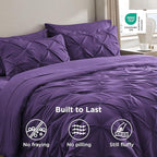 Bedsure Full Comforter Set Purple - Bed in a Bag Full Size Bedding Set 7 Pieces, GentleSoft™ Pintuck Bed Set Gift for Family, Pinch Pleat All Season Comforter with Sheets, Pillowcases & Shams