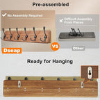 Dseap Coat Rack Wall Mounted - 24" Long 6 Tri Hooks, Heavy Duty Wooden Wall Coat Hanger Coat Hook for Clothes Hat Jacket Clothing, Weathered Light Natural and Black