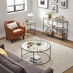 VASAGLE 39.4 Inch Console Table with 3 Shelves, Sofa Tables, Modern Entryway Table, Metal Frame, Tempered Glass Shelf, Entryway Living Room Bedroom, Classic Black and Transparent ULGT027B01