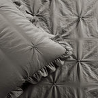 Lush Decor Ravello Pintuck Ruffle Skirt Bedspread Set - Luxe 2 Piece Ruffled Bedding Set - Traditional Glam & Farmhouse Inspired Bedroom Decor - Twin, Dark Gray