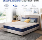 10 Inch Queen Size Mattress, Gel Cooling Memory Foam Mattress in A Box, Medium Firm Feel for Back Pain Relief, CertiPUR US Certified