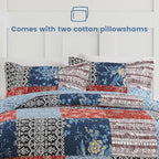 Secgo Twin Comforter Set for Bed - 100% Cotton Quilts Twin Size, Black Bedspreads (68 * 86 Inch) with 2 Pillow Shams, Patchwork Reversible Lightweight Bedding