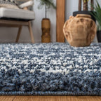 SAFAVIEH Arizona Shag Collection Area Rug - 3'2" Square, Slate Blue & Ivory, Moroccan Design, 1.6-inch Thick, Non-Shedding, Ideal for High Traffic Areas in Living Room, Bedroom, Dining (ASG741L-3SQ)