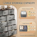WLIVE Storage Organizer Unit with 11 Fabric Bins, Storage Drawers Organizer with Steel Frame, Tall Storage Tower Organizaton for Living Room, Hallway, Office, Light Grey