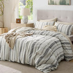 Bedsure Waffle Weave Duvet Cover King - 100% Cotton Boho Duvet Cover with 2 Pillowcases - Cream White Textured Comforter Cover with Zipper Closure (King, 104"x90")