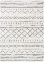 SAFAVIEH Arizona Shag Collection Area Rug - 6'7" Square, Ivory & Grey, Moroccan Design, Non-Shedding & Easy Care, 1.6-inch Thick Ideal for High Traffic Areas in Living Room, Bedroom (ASG741F)