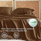 Bedsure Full Size Bed Sheets, Cooling Sheets, Rayon Derived from Bamboo, Breathable & Soft, Deep Pocket Up to 16 Inches, Hotel Luxury Silky Bedding for Hot Sleepers, Brown