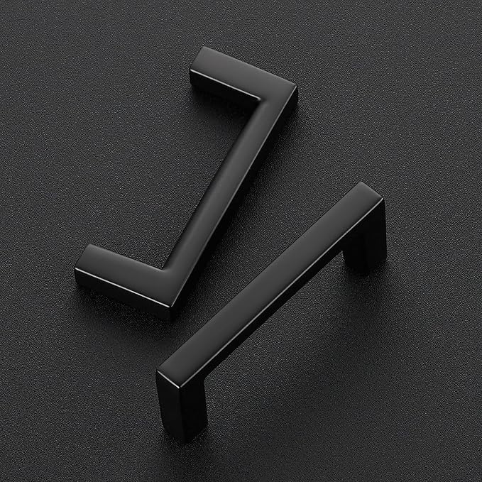 Ravinte 15 Pack Matte Black Cabinet Pulls, 2-1/2 Inch (64mm) Hole Center Slim Kitchen Handles, Square Drawer Pulls for Cabinets & Cupboards, Hardware