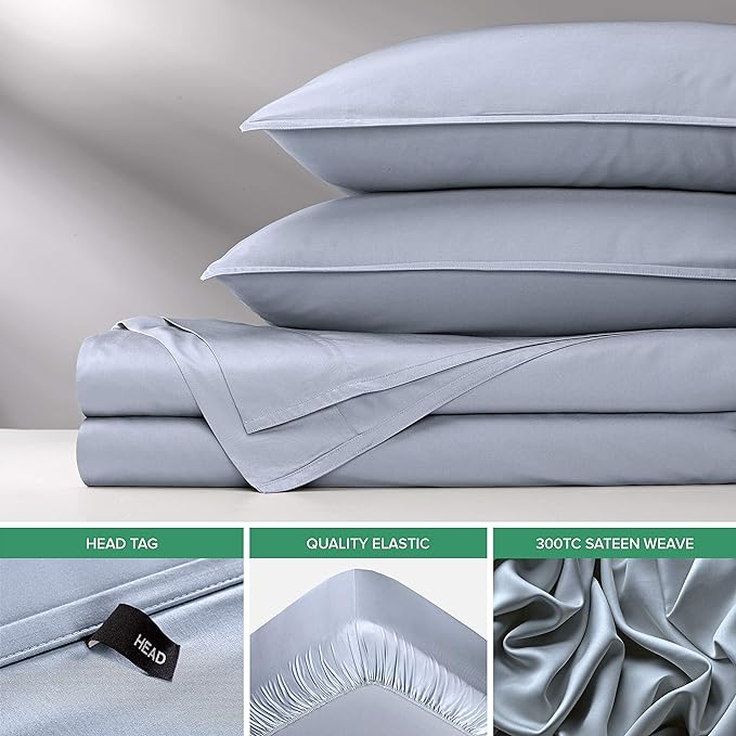 Short Queen Sheets by Pure Bamboo for RV Camper (60"x75") - Genuine 100% Organic Viscose Derived from Bamboo Bed Sheet Set, Soft & Cooling, Lifetime Quality Promise (Short Queen, Sterling Blue)