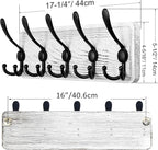 SKOLOO Rustic Wall Mounted Coat Rack: Pine Real Wood Plank Wall Coat Rack with 5 Triple Hooks, Farmhouse Coat Hanger Wall Mount for Hanging Backpack Jacket Coat Hat,Pack of 2