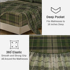 RUVANTI Flannel Sheets King Size - 100% Cotton Brushed King Size Sheets Set - Deep Pockets 16 Inches Bed Sheets - All Seasons Breathable & Extra Soft - Warm & Cozy, 4 Piece, DNA Plaid