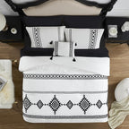 MaiRêve Embroidery Comforter Set Queen Size - 7 Piece, White Boho Western Bedding All Season Bed in A Bag, Farmhouse Queen Comforter Set with Sheets, Pillowcases & Shams