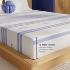 Vibe Gel Memory Foam Mattress, Fiberglass Free 10-Inch CertiPUR-US Certified Bed-in-a-Box, Queen, White
