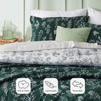 Bedsure Twin/Twin XL Comforter Set - Emerald Bed Set, 2 Pieces Cute Floral Bedding, 1 Soft Reversible Botanical Flowers Comforter and 1 Pillow Sham