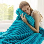 Bedsure Teal Fleece Blanket for Couch - Super Soft Cozy Twin Blankets for Women, Cute Small Throws for Girls, 60x80 Inches