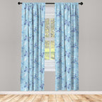 Ambesonne Butterfly Window Curtains, Pastel Color Dragonflies Floral Arrangement Swirls Curves Spring, Lightweight Decor 2-Panel Set with Rod Pocket, Pair of - 28" x 95", White Blue