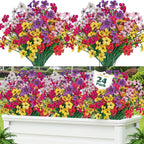 Lnoicy 24 Pcs Artificial Flowers for Outdoor,Plastic Flowers Decoration, UV Resistant Faux Flowers Shrubs, Artificial Plants for Indoor Outside Garden Home Wedding Farmhouse（6 Color）
