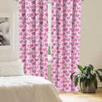 Ambesonne Valentines Window Curtains, Romantic Heart Shapes with Many Different Designs Polka Dots Crossed Lines, Lightweight Decorative Panels Set of 2 with Rod Pocket, 56" x 63", Pink White