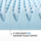 Best Price Mattress 4 Inch Egg Crate Memory Foam Mattress Topper with Cooling Gel Infusion, CertiPUR-US Certified, Twin, Dorm Essentials, Light Blue