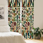 Ambesonne Scandinavian Window Curtains, Abstract Geometric Art of Leaves and Flowers with Bohemian Feel, Lightweight Decor 2-Panel Set with Rod Pocket, Pair of - 28" x 84", Olive Green Redwood Beige