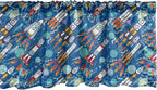 Ambesonne Spaceship Window Valance Pack of 2, Hand-Drawn Cartoon Spaceships Planets and Stars Outer Space Exploration Theme, Rod Pocket Curtain Valances for Kitchen Bedroom, 42" X 18", Violet Blue