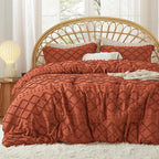 Bedsure King Comforter Set - Terracotta Comforter, Boho Tufted Shabby Chic Bedding for Kids, 3 Pieces Vintage Farmhouse Bed Set for All Seasons, Fluffy Soft Bedding with 2 Pillow Shams