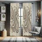Ambesonne Paisley Curtains, Delicate Bohemian Leafy Motives on Stripes in Neutral Muted Colors, Window Treatments 2 Panel Set for Living Room Bedroom, Pair of - 28" x 95", Warm Taupe Ivory and Sepia